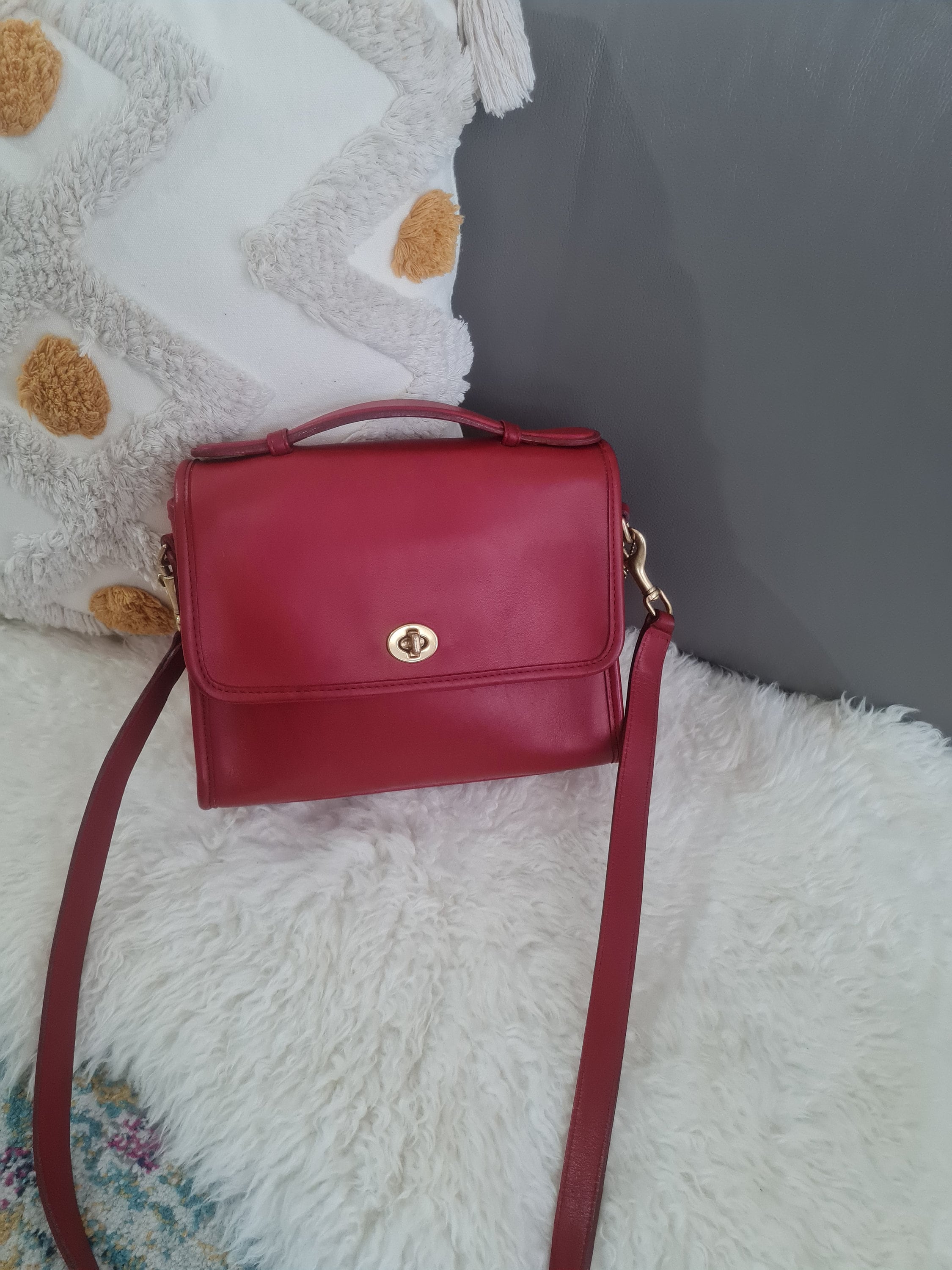 Handbag Coach Vintage Red Vintage Coach Court Bag 9870