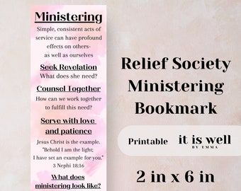 Relief Society Ministering Bookmark printable handout, What does Ministering Look Like