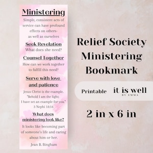 Relief Society Ministering Bookmark printable handout, What does Ministering Look Like