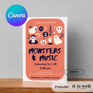 EDITABLE Recital Program Template-Music,Piano,Voice Studio-Instant Printable Download-Fall, Autumn, Halloween, Spooky, Ghost, Pumpkin