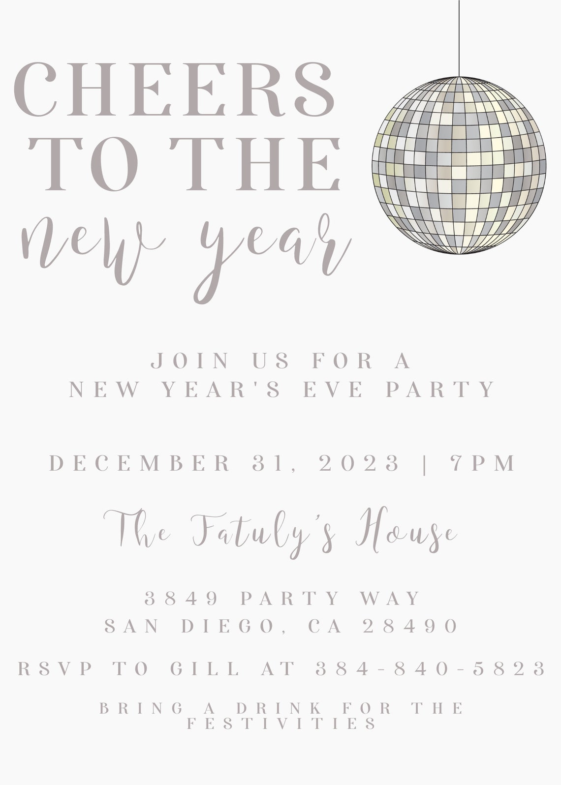 Printable New Years Eve Party Invitation, NYE Party Invitation, Digital ...