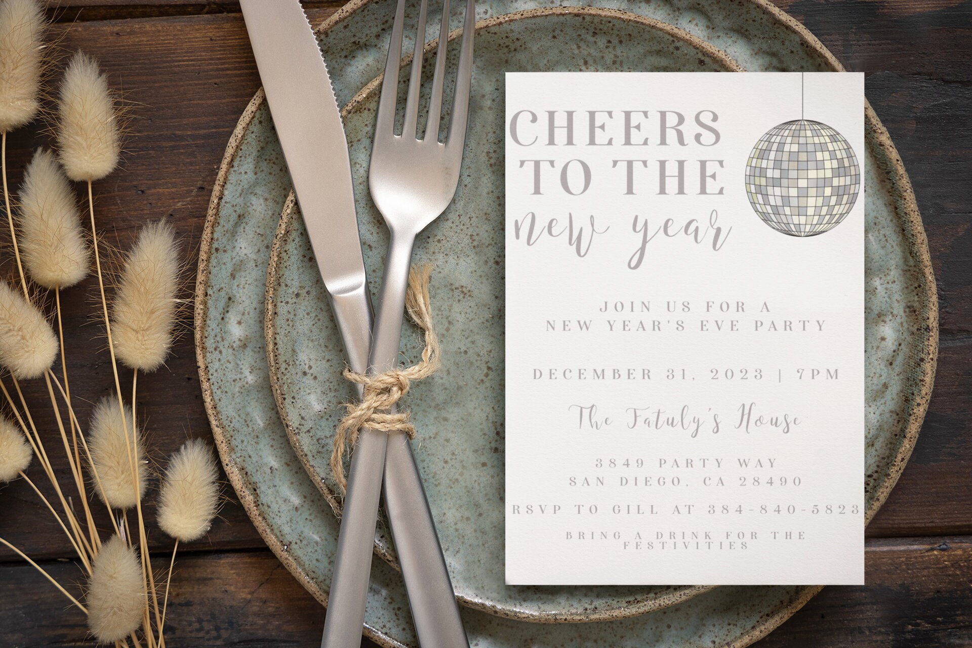 Printable New Years Eve Party Invitation, NYE Party Invitation, Digital ...