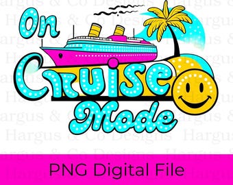 Cruise Mode PNG: Retro Cruise Ship, Family Vacation (Digital Download)