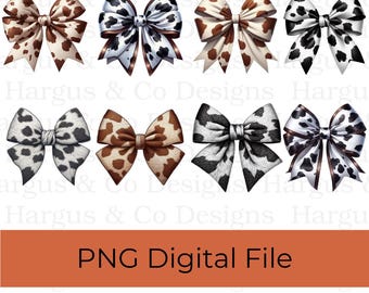 Cow Print Bow PNG Bundle: Coquette Cowgirl Designs (Digital Download)