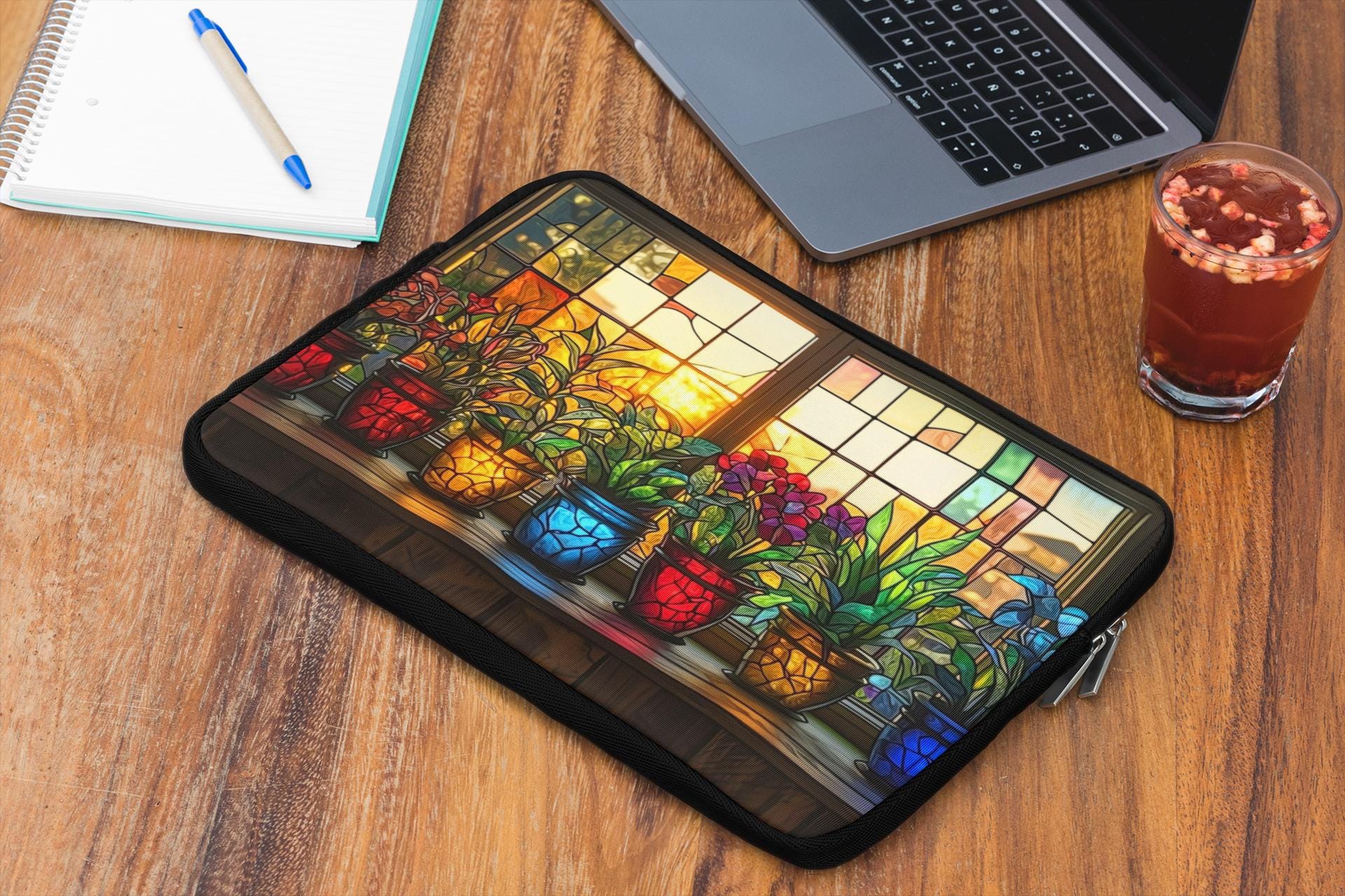 Colorful Window Display of Potted Plants Design Laptop Sleeve, Cute ...