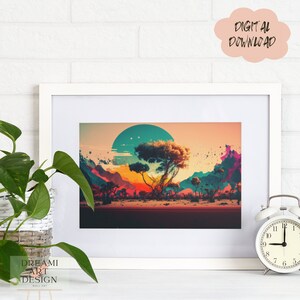 Fantasie verträumte Wüste Berg Landschaft Kunst Stück, moderne minimalistische Kunst, digitale Kunst, Wandkunst, Geschenk Kunst, *Digitaler Download*