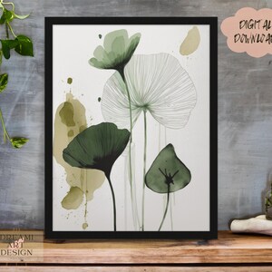 Water-Painting Lily Pad Flowers Art Piece, Modern Abstract Minimalist Simple Art, Digital Art, Wall Art, *Digital Download*