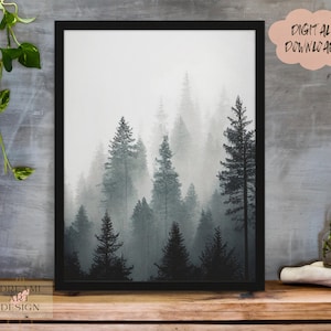 Misty Foggy Gloomy Forest Valley Art Piece, Modern Abstract Minimalist Simplistic, Digital Art, Wall Art, Gift Art, *Digital Download*