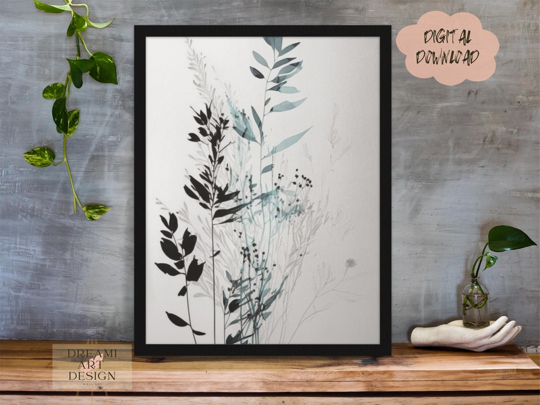 Photo inspiration: Fresh Look at Faded Black Dark And Light Blue Flower Art Piece Modern