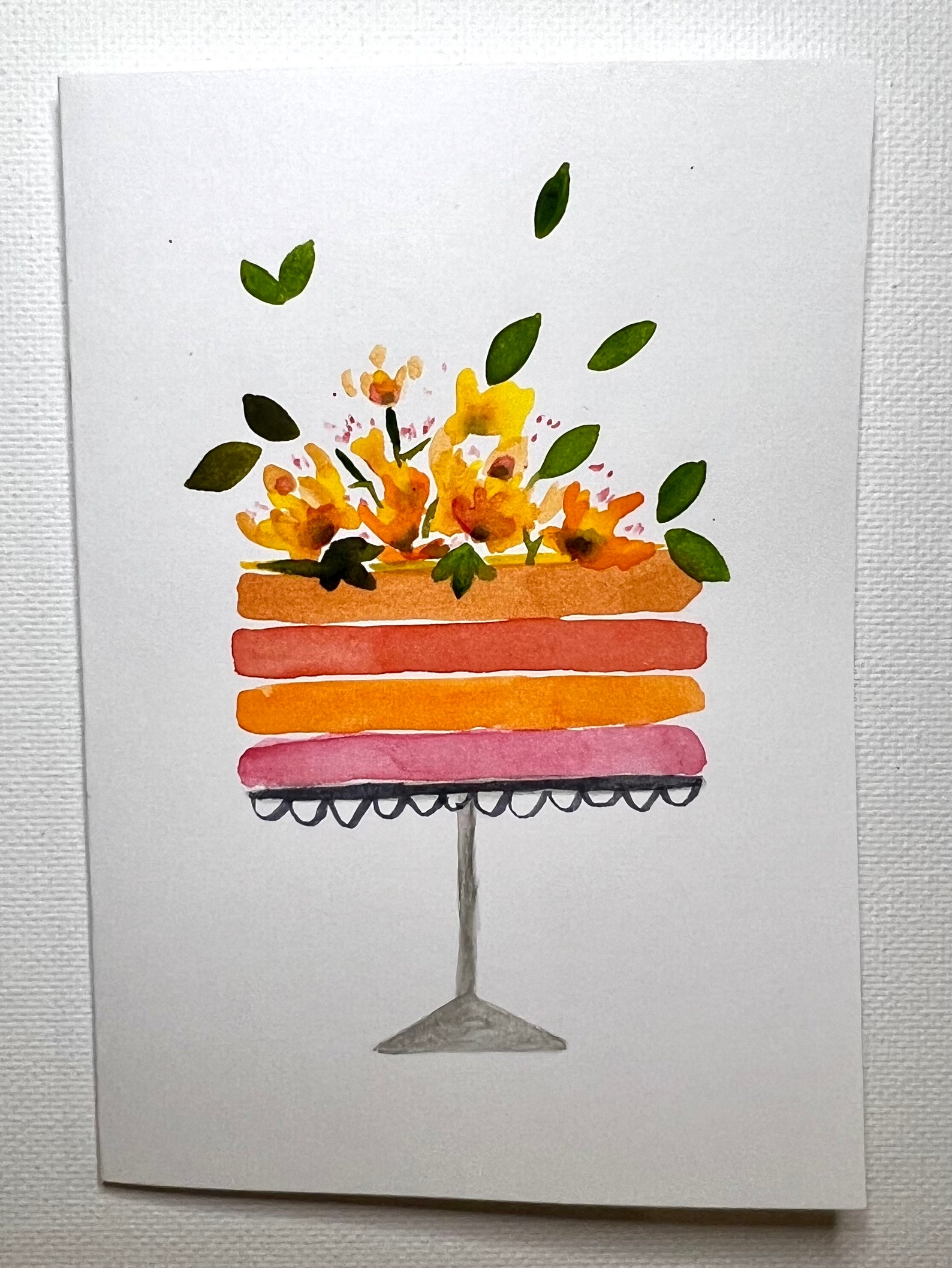 Hand Painted Watercolor Birthday Card With Envelope - Blank Inside - Etsy