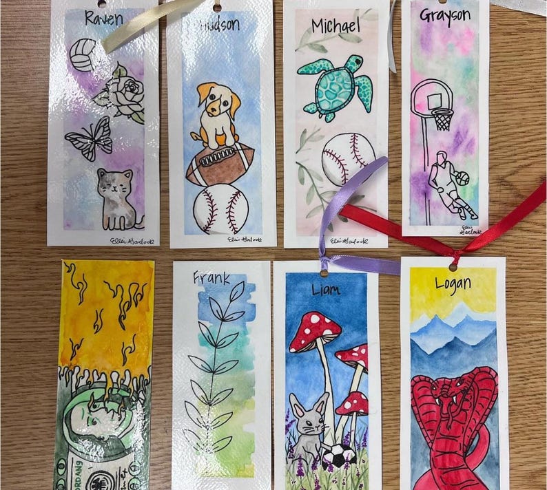 Custom Hand Painted Watercolor Bookmark - Read Description! - Etsy