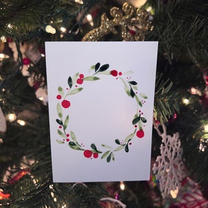 Cartão de Natal em aquarela pintado à mão com envelope
