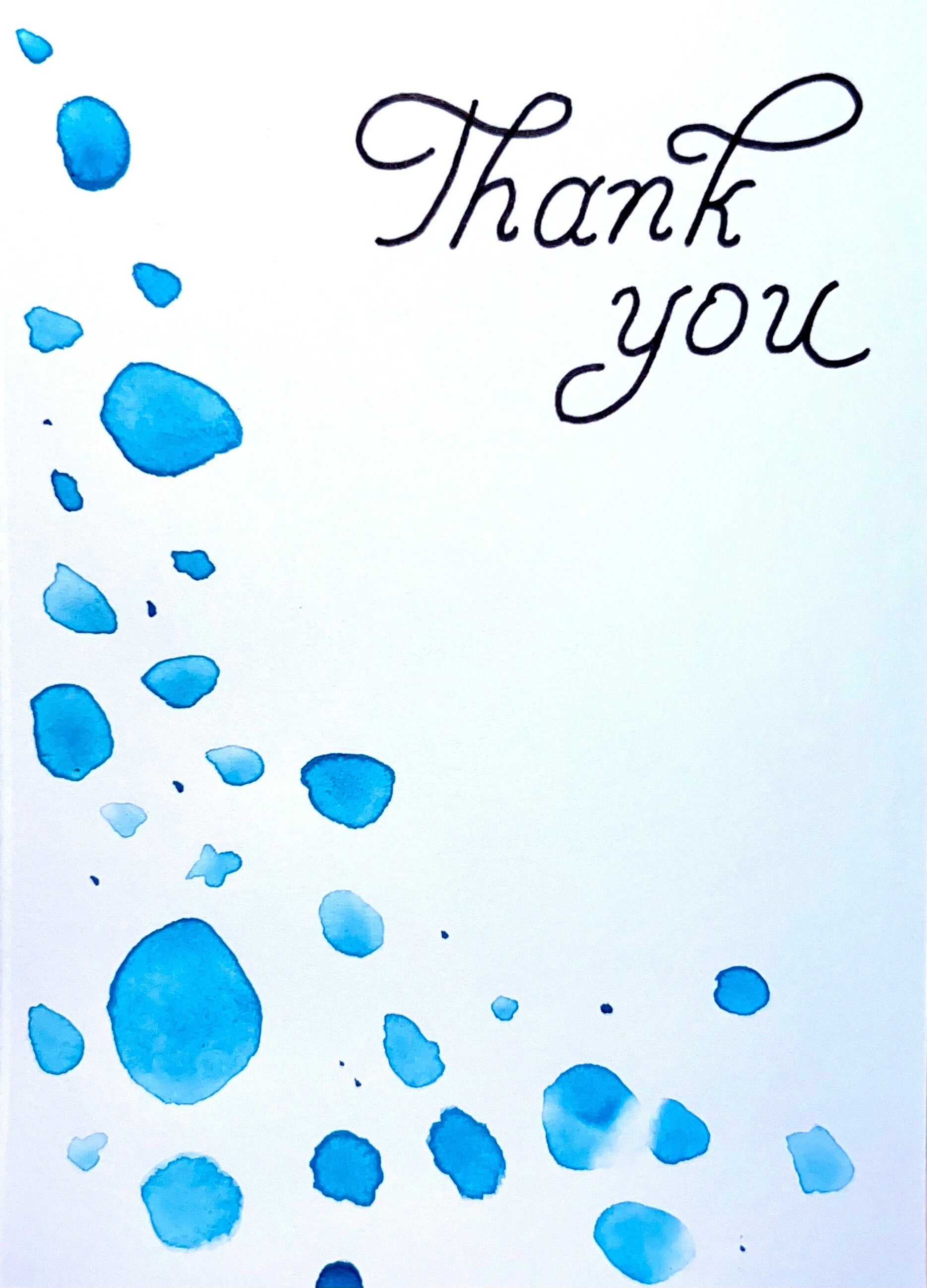 Hand Painted Watercolor Thank You Card With Envelope - Blank Inside - Etsy