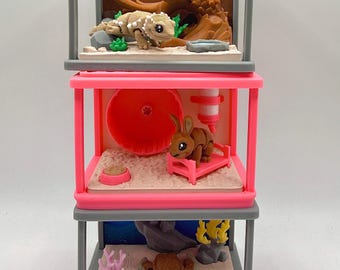 Mircro Pet Cage Playsets - Includes 4 Pets