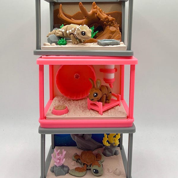 Mircro Pet Cage Playsets - Include 4 Pets