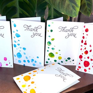 Cartões de felicitações em aquarela pintados à mão com envelopes - conjunto de 5 cartões - em branco por dentro