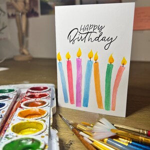 Hand Painted Watercolor Birthday Card With Envelope - blank inside