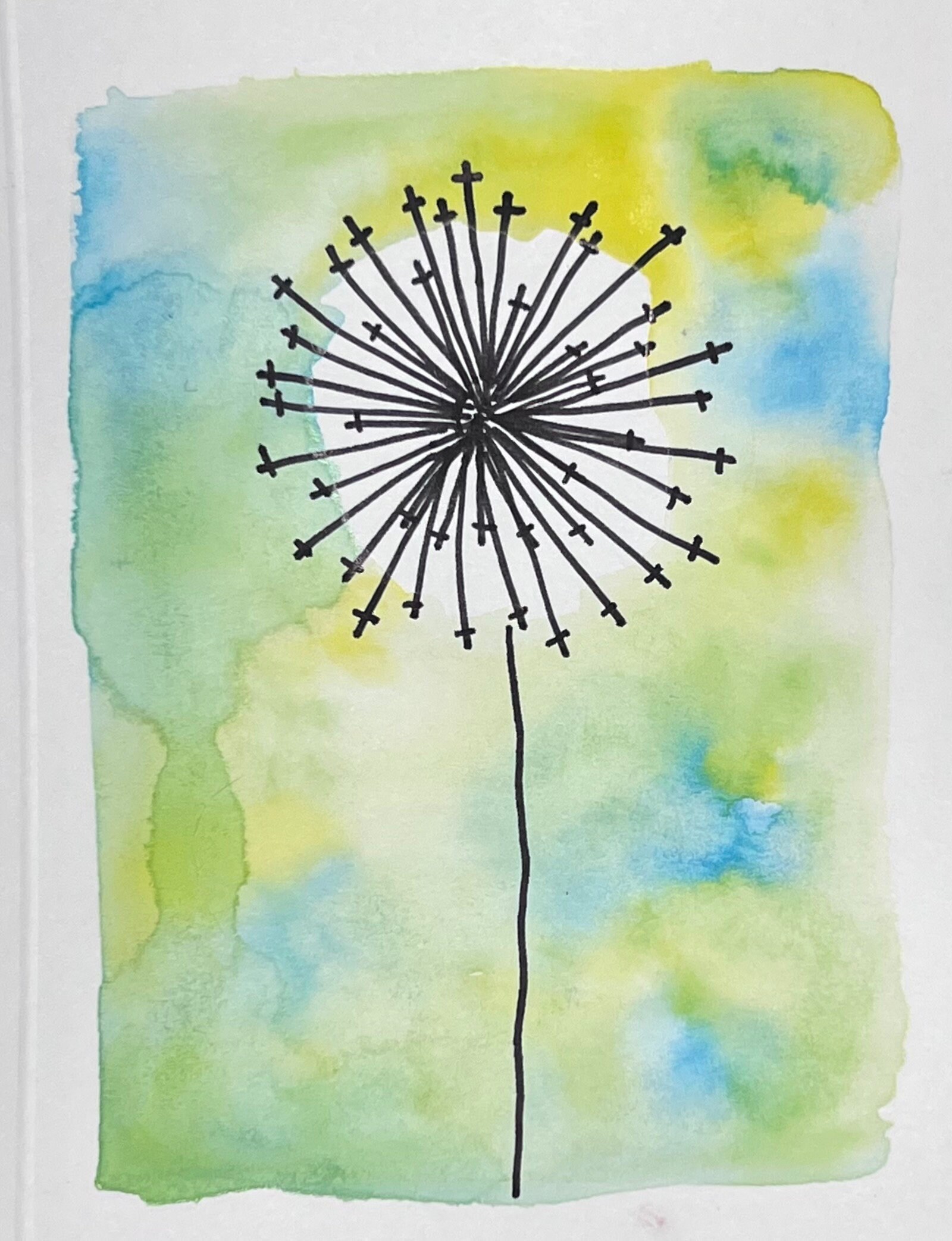 Hand Painted Watercolor Greeting Card With Envelope
