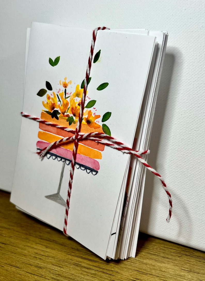 Hand Painted Watercolor Birthday Cards With Envelopes - 4 Card Set ...