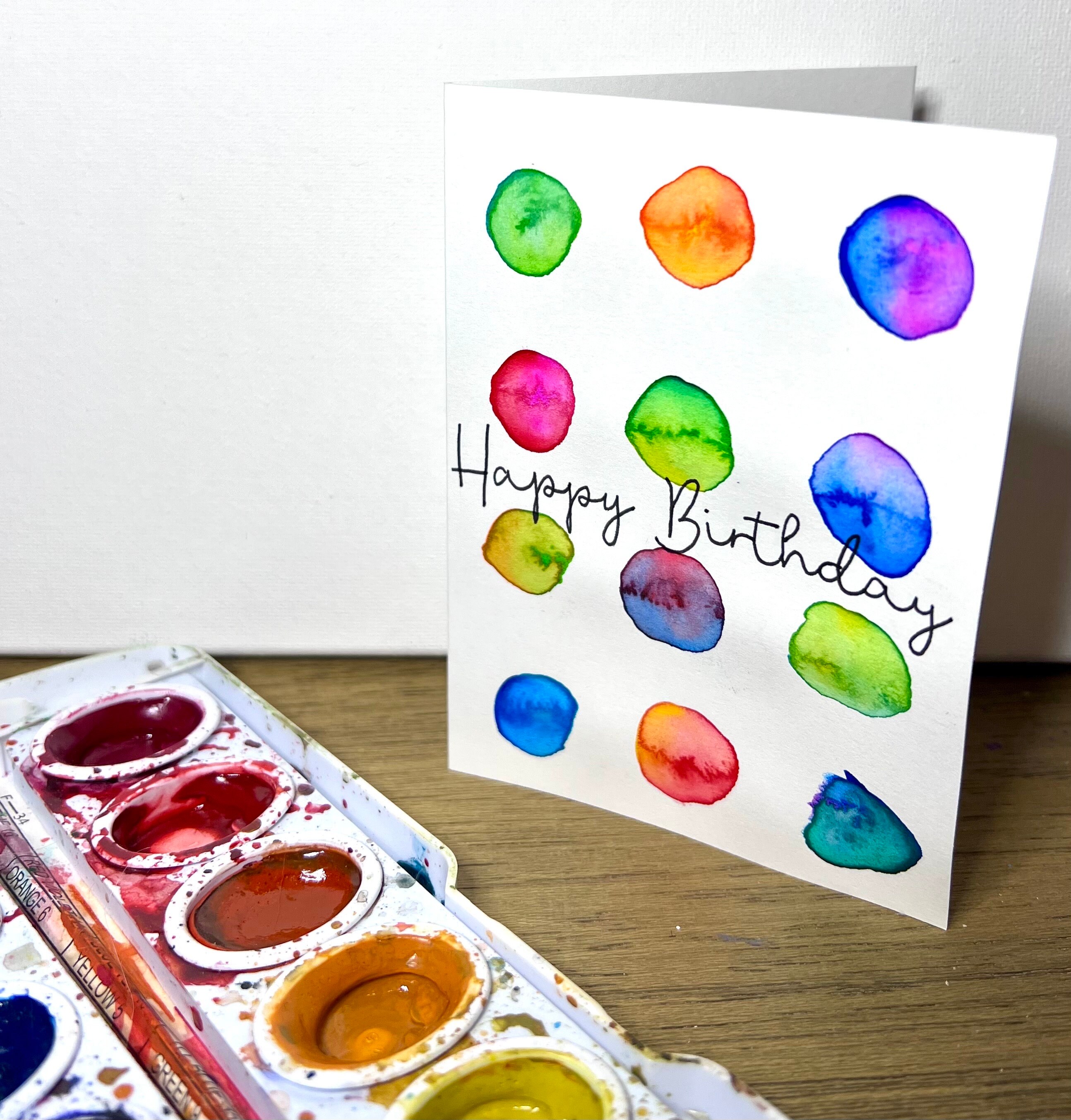 Hand Painted Watercolor Birthday Card With Envelope - Blank Inside - Etsy