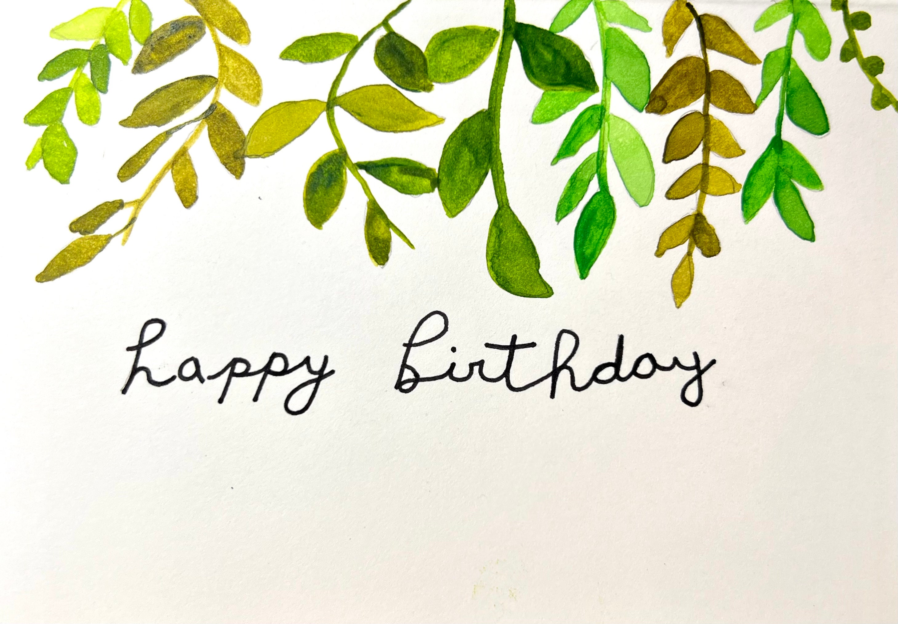 Hand Painted Watercolor Birthday Card With Envelope - Etsy