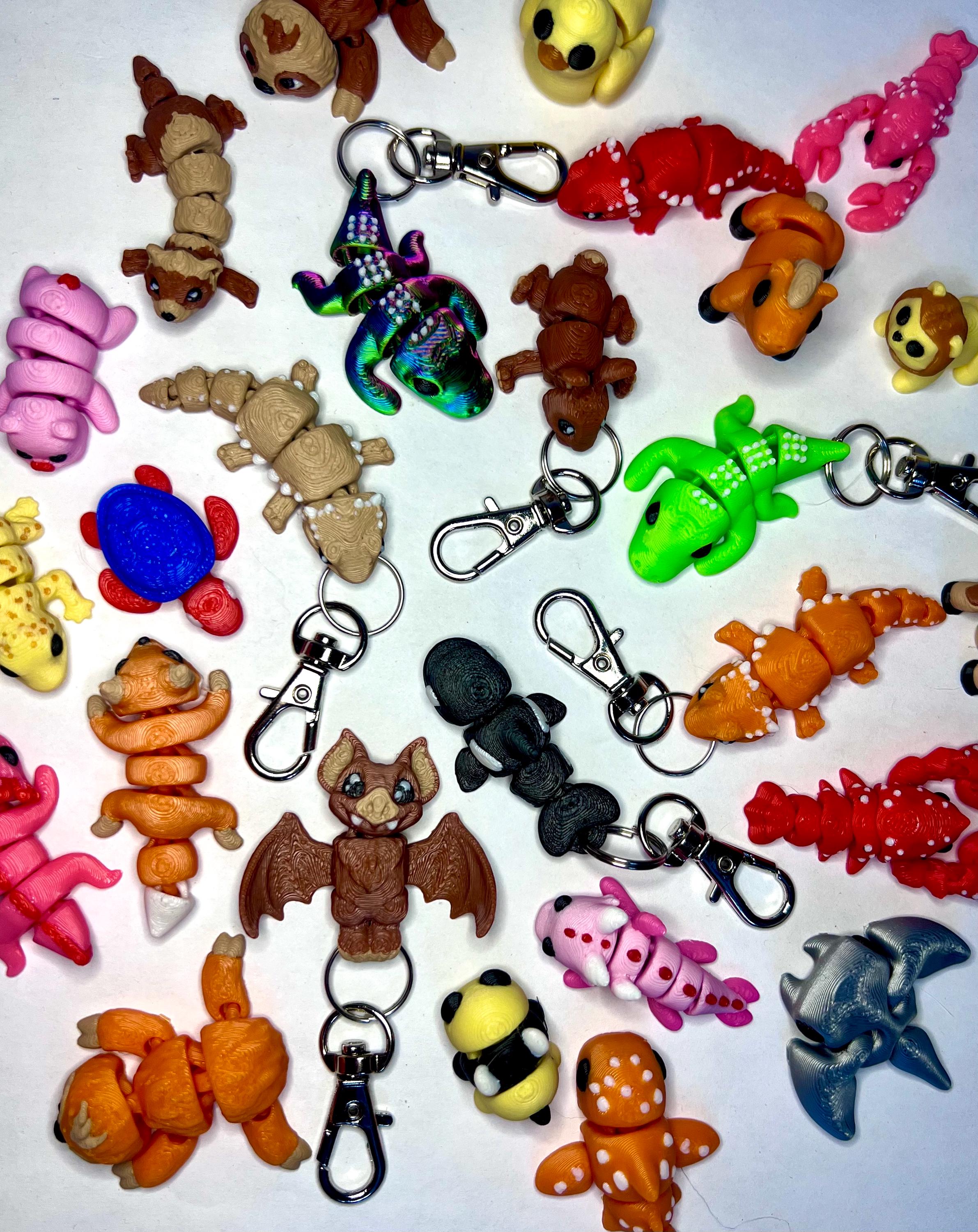 Mini Animal Keychains 3D Printed Mini Articulated Animals RANDOM