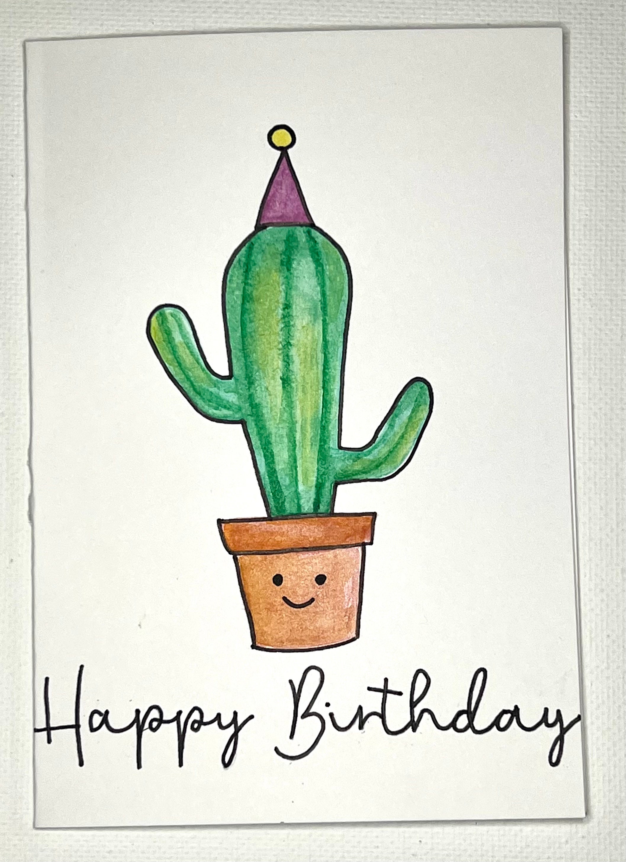 Hand Painted Watercolor Birthday Card With Envelope - Blank Inside - Etsy