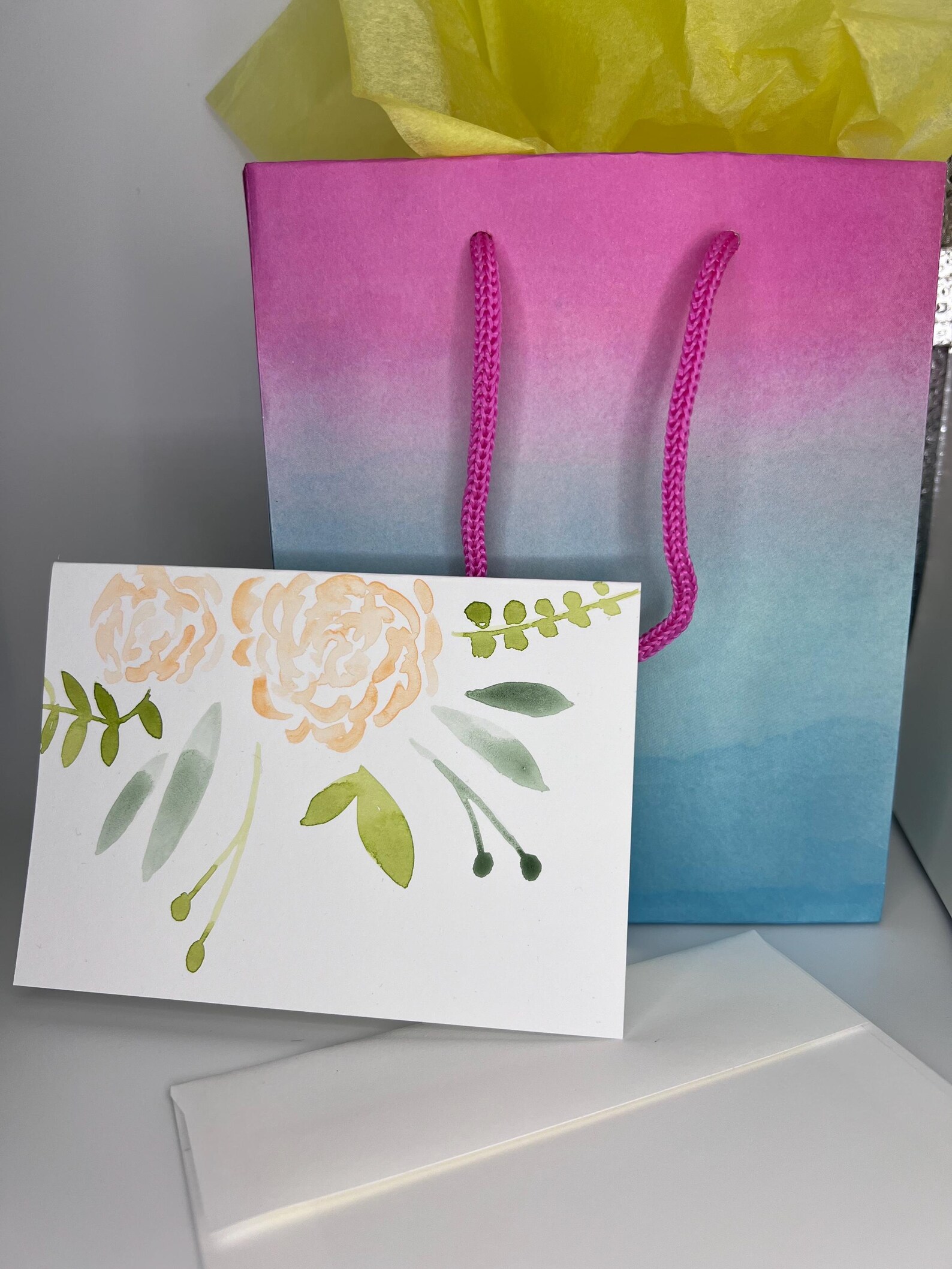 Hand Painted Watercolor Greeting Cards With Envelopes - Nature Set - 4 ...