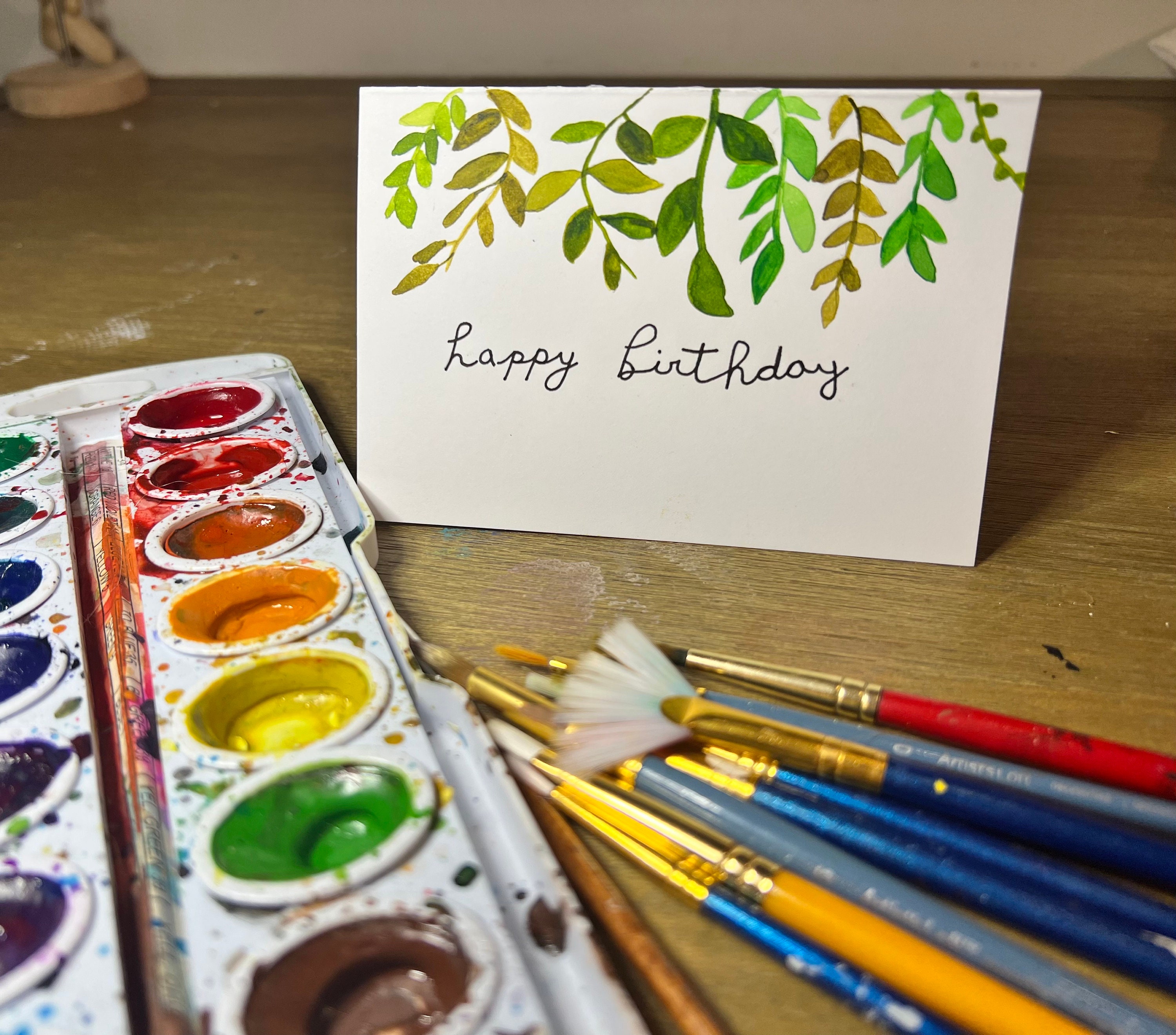 Hand Painted Watercolor Birthday Card With Envelope - Etsy