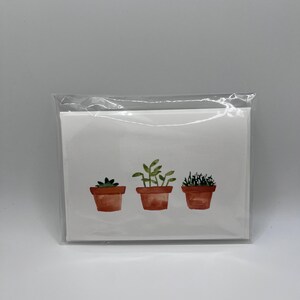 Cartão de felicitações em aquarela pintado à mão com envelope - em branco por dentro - plantas