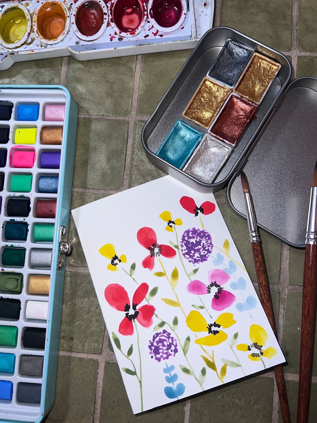 Hand Painted Watercolor Greeting Card With Envelope - Etsy