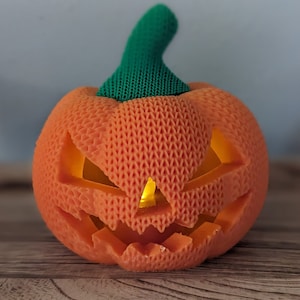 Crocheted Jack-O-Lantern With LED Candle