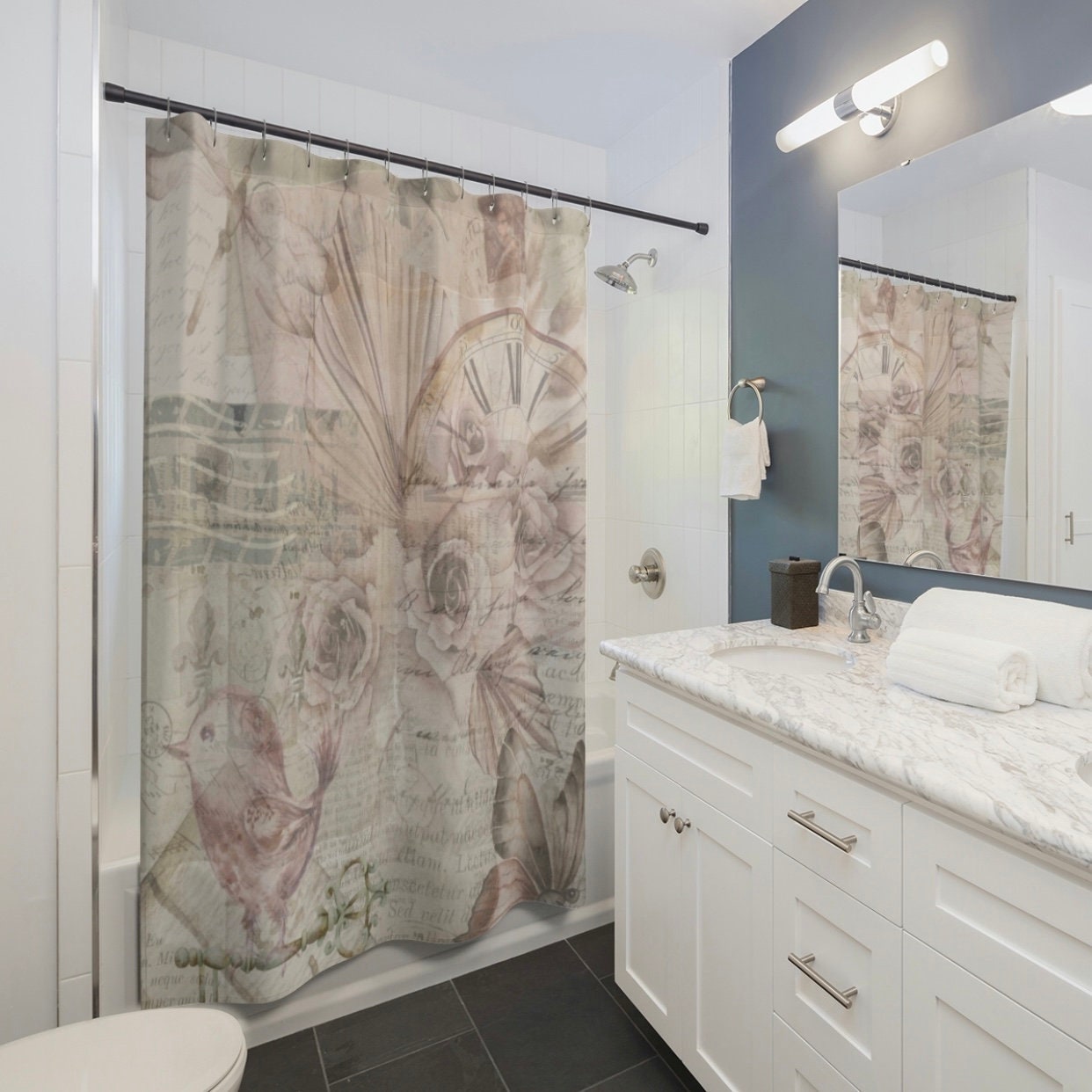 Romantic French Shower Curtain | French Cottagecore Shower Curtain ...
