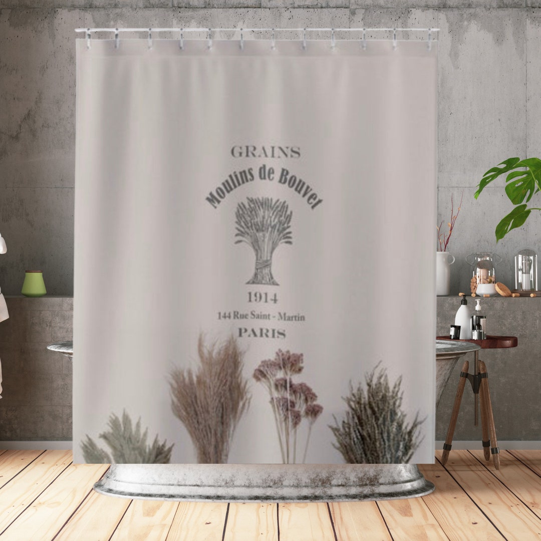 French Cottagecore Shower Curtain French Farmhouse Shower Curtain Seed Sack Décor Seed Sack Bath