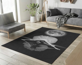 Ballerina Area Rug | Black and White Ballerina Rug | Ballerina Home Décor | Ballet Accent Rug | Ballerina Floor Rug| Black White Moon Rug