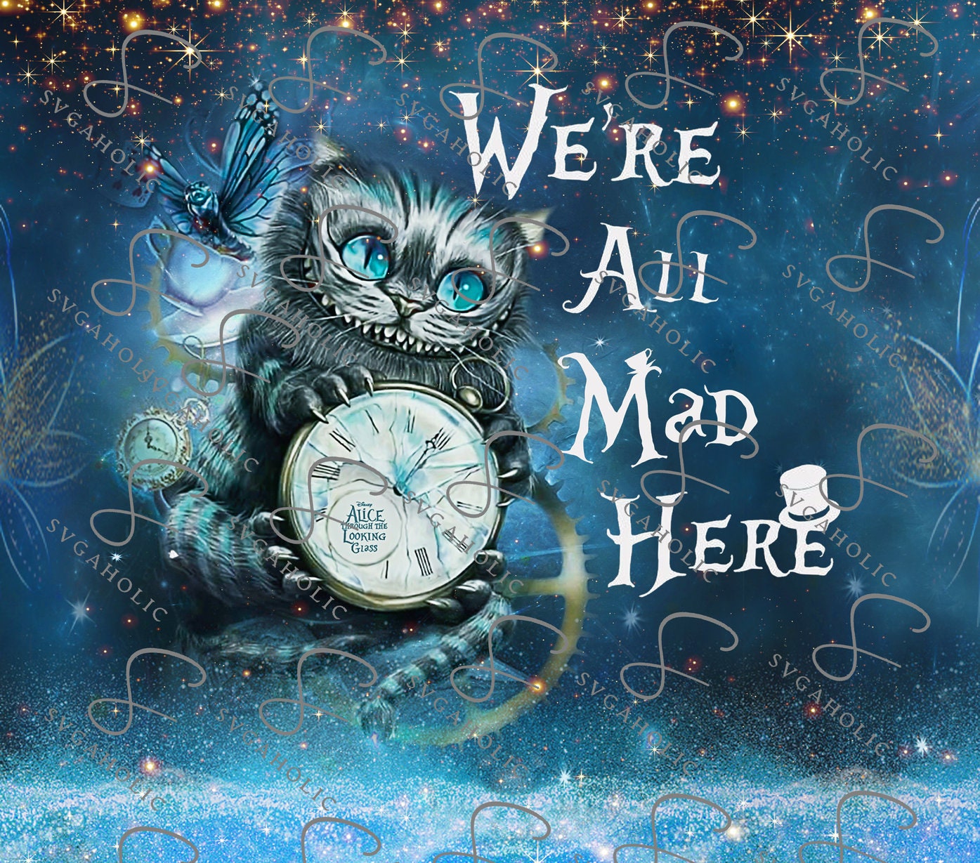 Alice in Wonderland Cheshire Cat We're All Mad Here Tumbler Cup 20oz