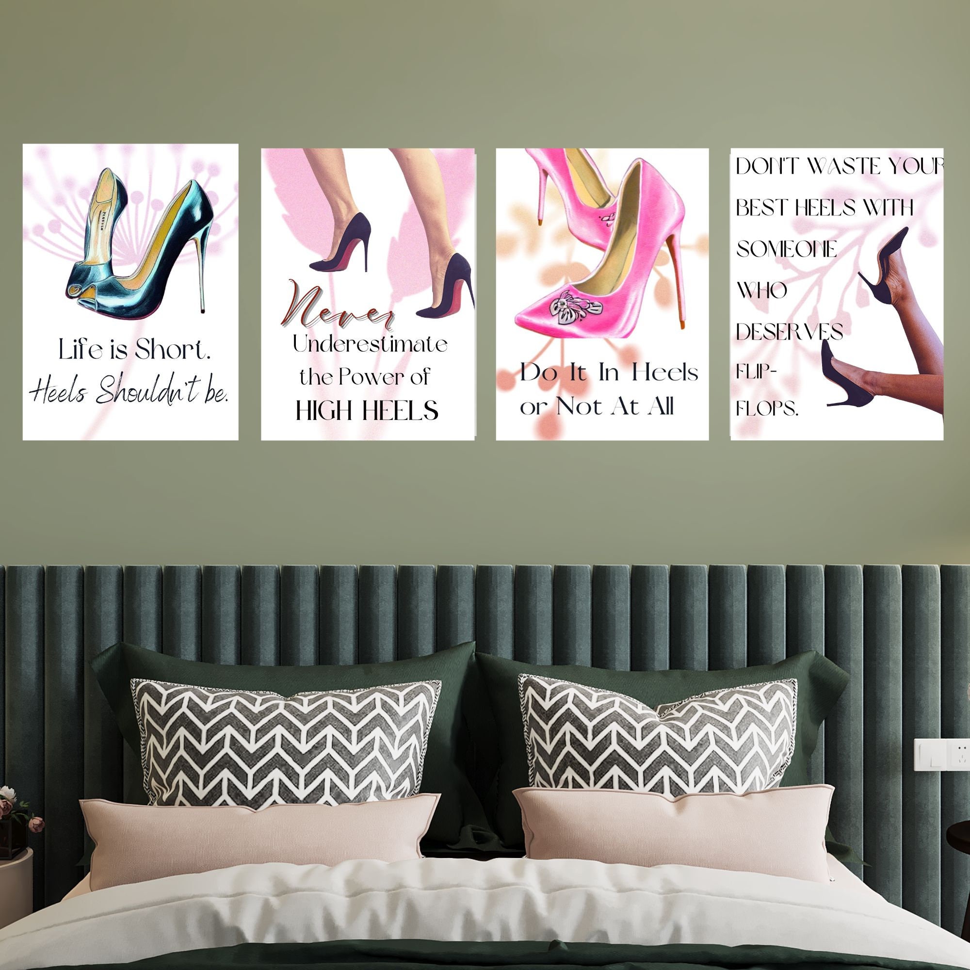 4 Piece High Heel Printable Wall Art Set Fashion Art Shoe - Etsy