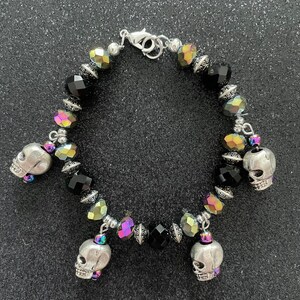 Skulls and Rainbows Beaded Bracelet