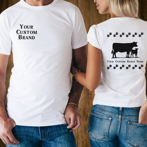 Chemise avec nom de ranch, Chemise de marque personnalisée, Nom de ranch personnalisé, Vêtements country personnalisés, Marque de bétail, Soutenez vos éleveurs locaux