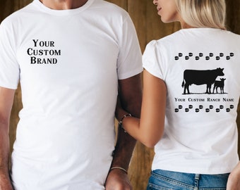 Camisa con nombre de rancho, camisa de marca personalizada, nombre de rancho personalizado, ropa de campo personalizada, marca de ganado, apoye a sus ganaderos locales