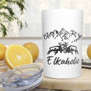 Elk Vacuum Insulated Tumbler, 11oz, Elkaholic, Elk Hunting Tumbler, Hunting Coffee Mug, Hunting Tumbler, Elk Gift Cup, Hunting Gift Mug