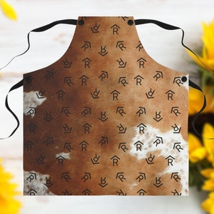 Custom Cowhide Print Apron, Cattle Brand, Custom Apron, Country Mom, Mother's Day Gift, Country Kitchen, Custom Gifts for Mom, Gifts for Her