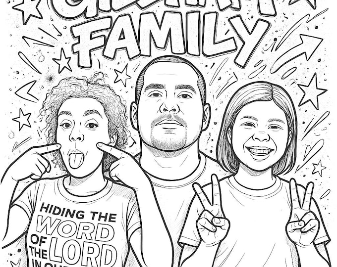 Custom Graffiti Family Portrait: Urban Neon Art (Digital Download)