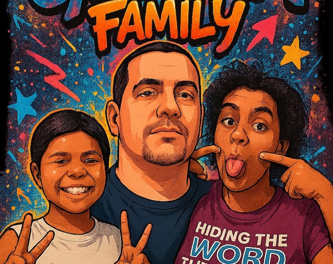 Custom Family Graffiti Portrait: Urban Street Art Illustration (Digital Download)