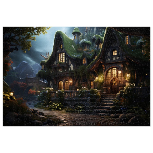 Enchanted Cottage Puzzle: 1,000-Piece Fairytale Home with Magical Night Lights