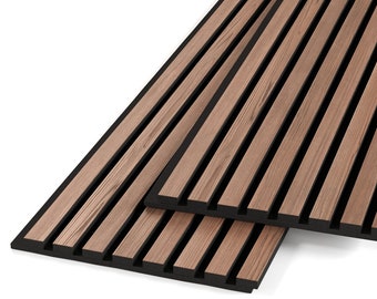 Woody Walls Solid Wood Slat Wall Paneling, Each Wood Slat Wall Panel is  Made of Real Wood, Acoustic Wood Panels Have 0.75 NRC, Set of 2 Seamless  Joint