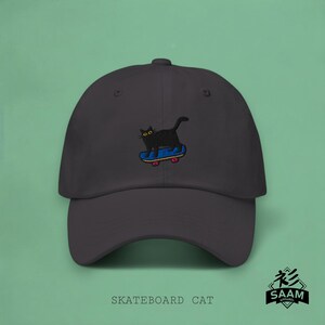 Skateboarding Cat Embroidery Dad Hat