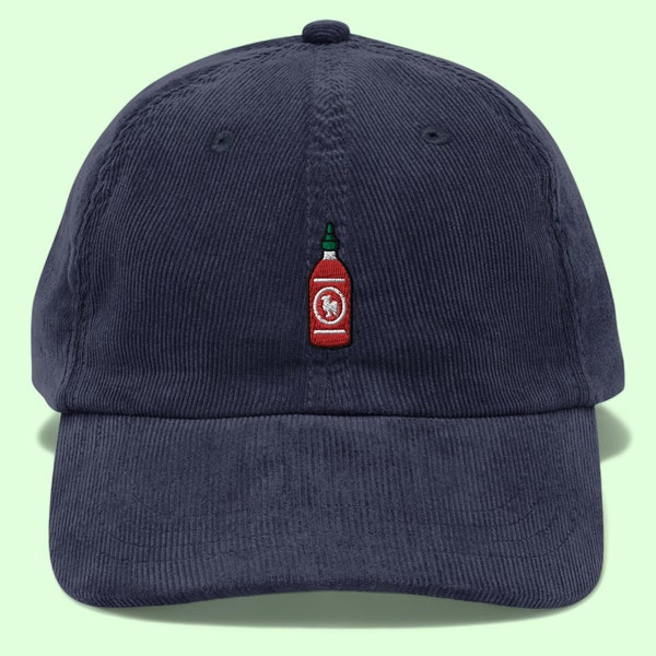 Chapeau Sriracha en velours côtelé Chapeau de sauce piquante Chapeau de broderie Cadeau Sriracha