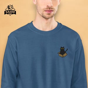 Cat In A Box-sweatshirt Cat Box-geborduurd sweatshirt met ronde hals Unisex - trui cadeau voor kat moeder
