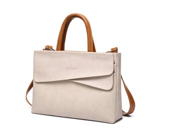 Bolso delgado para computadora portátil de cuero genuino para mujer para computadora portátil Macbook o tableta / Maletín para computadora portátil de negocios inteligente para damas / Estuche elegante para computadora portátil universitaria